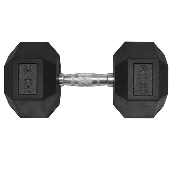 HCE 60kg Hex Rubber Coated Dumbbells - Individual