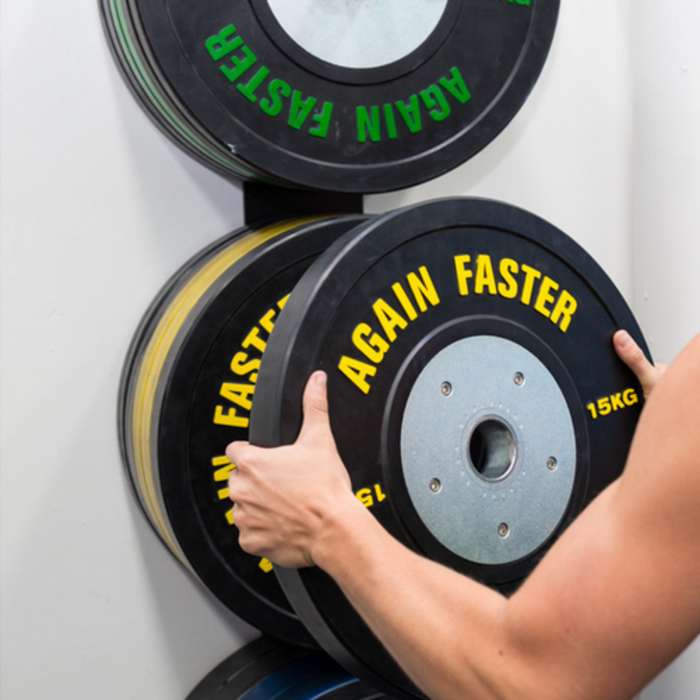 Again Faster Wall Mounted Bumper Plate Storage