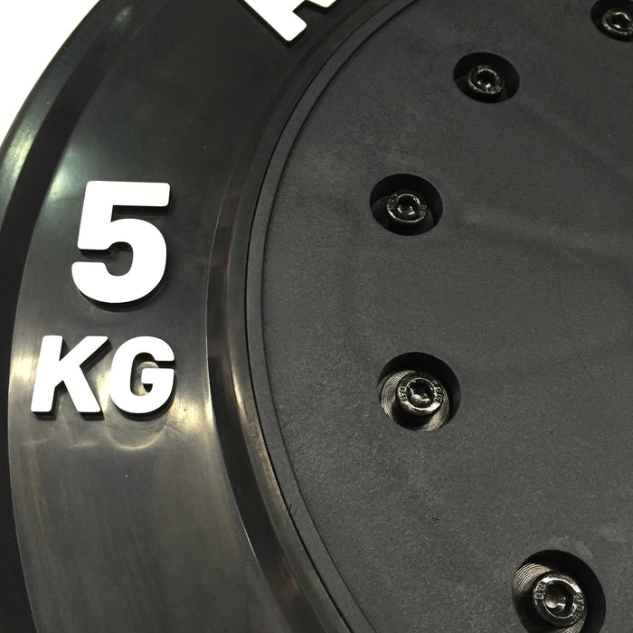 Again Faster Elite Competition Bumper Plate 5kg Pair - close up weight