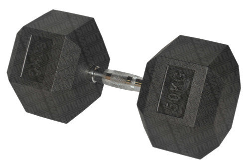 HCE 50kg Hex Rubber Coated Dumbbells - Individual